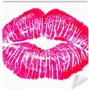 Kiss Lips Lip Print Pink Red Mouth Wall Mural • Pixers® - Blue Lip Print Tattoo (400x400), Png Download
