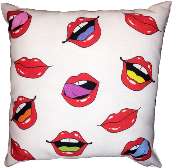 Lip Print Pillow - Jean Jacket (500x500), Png Download