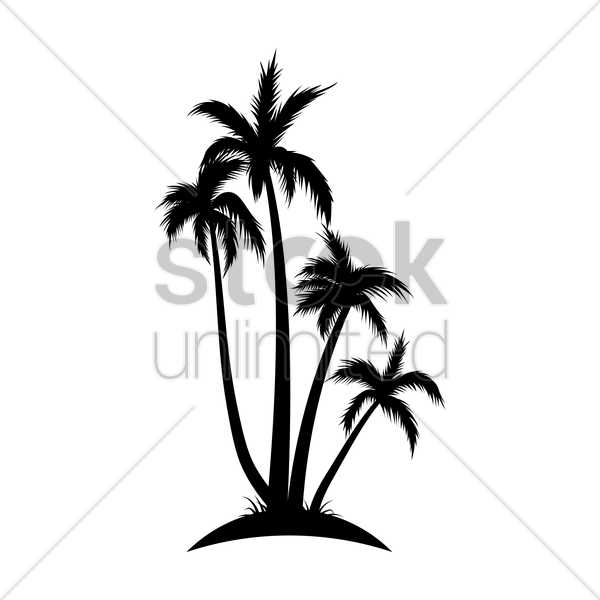 Silhouette Of Coconut Tree Vector Image - Silhouette (600x600), Png Download