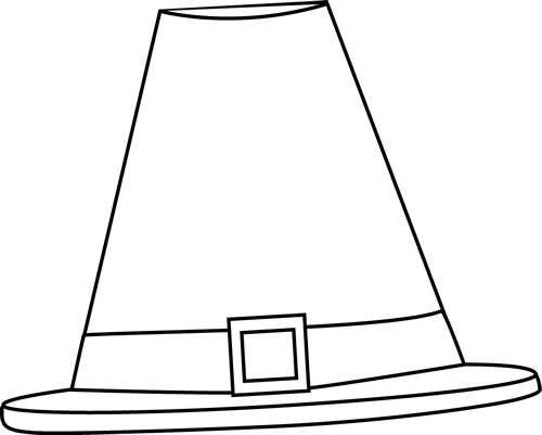 Black And White Pilgrim Hat Clip Art Pilgrim Hat Clipart - Pilgrim Hat Clipart Black And White (500x401), Png Download