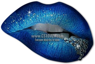 Sexy Blue Lip With Crystal Digital Printed Pattern - Cosmetics (450x450), Png Download