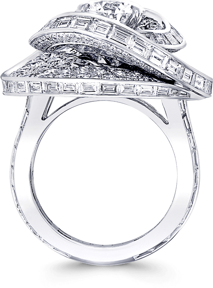Shank View Of A Graff Swirl Twist Ring Featuring A - Engagement Ring (2000x2000), Png Download