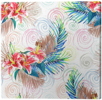 Seamless Floral Pattern With Beautiful Watercolor Palm - Watercolor Painting (400x400), Png Download