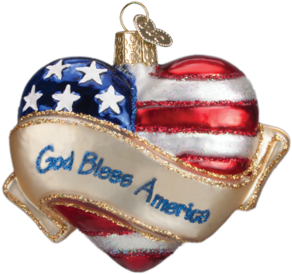 Christmas Ornament - Old World Christmas God Bless America Heart Ornament (480x480), Png Download