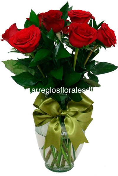 Florero Con Rosas Rojas (400x598), Png Download