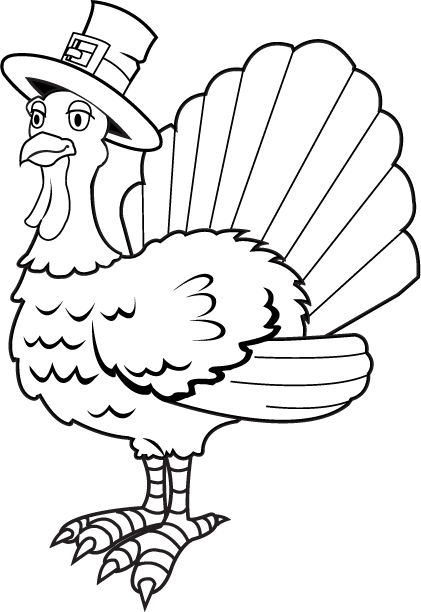 A Large Turkey With A Pilgrim Hat - Thanksgiving Turkey Black Background (421x612), Png Download