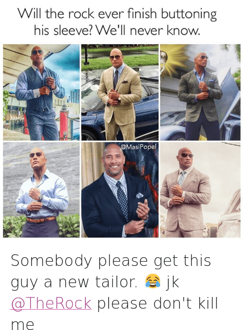 Clothes, Dwayne Johnson, And Funny - Rock Buttoning His Sleeve (500x697), Png Download