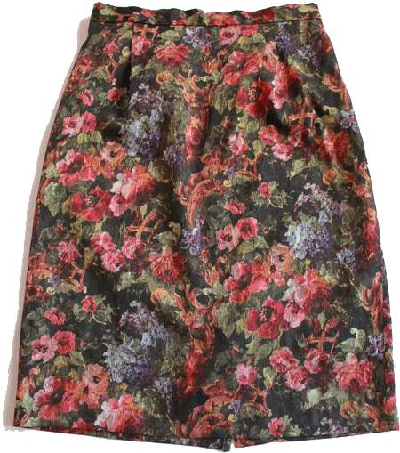 Vintage Floral Tapestry Pencil Skirt - Pencil Skirt (491x600), Png Download