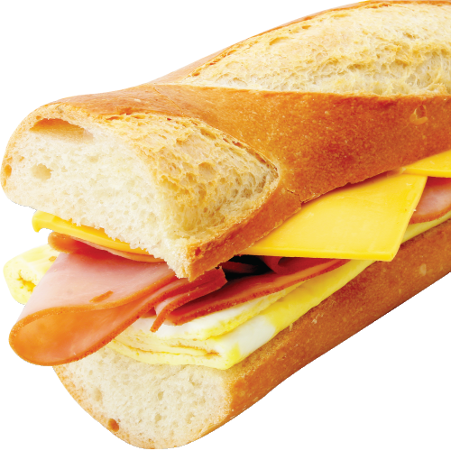 #80 Ham, Egg & Cheese Baguette - Grilled Ham And Cheese Baguette (500x500), Png Download