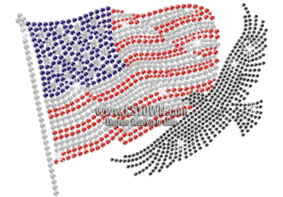 Waving American Flag & Powerful Bald Eagle Hotfix Rhinestone - Stitch (450x450), Png Download