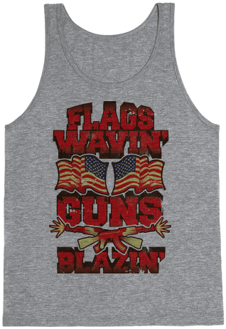 Flags Waving Guns Blazing Tank Top - Weightlifting Unicorn (484x484), Png Download