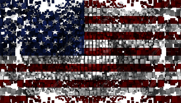 Waving American Flag Skewed - Flag Of The United States (600x343), Png Download
