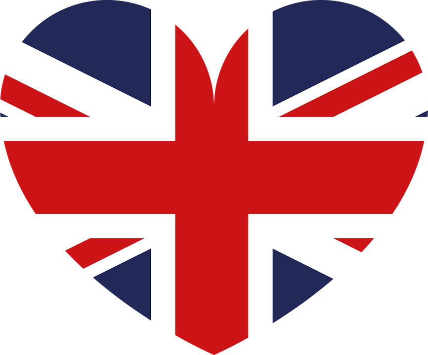 Uk, Flag, United Kingdom, Great Britain - British Flag Heart Png (408x340), Png Download
