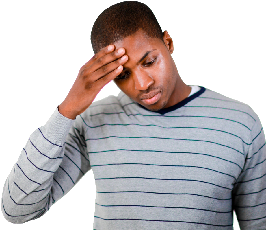 Confused Black Guy Transparant Png Clip Art Library - Man Rubbing Forehead (1000x829), Png Download