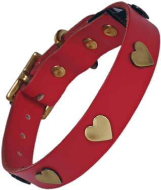 Red Leather Dog Collar With Hearts Uk (400x400), Png Download