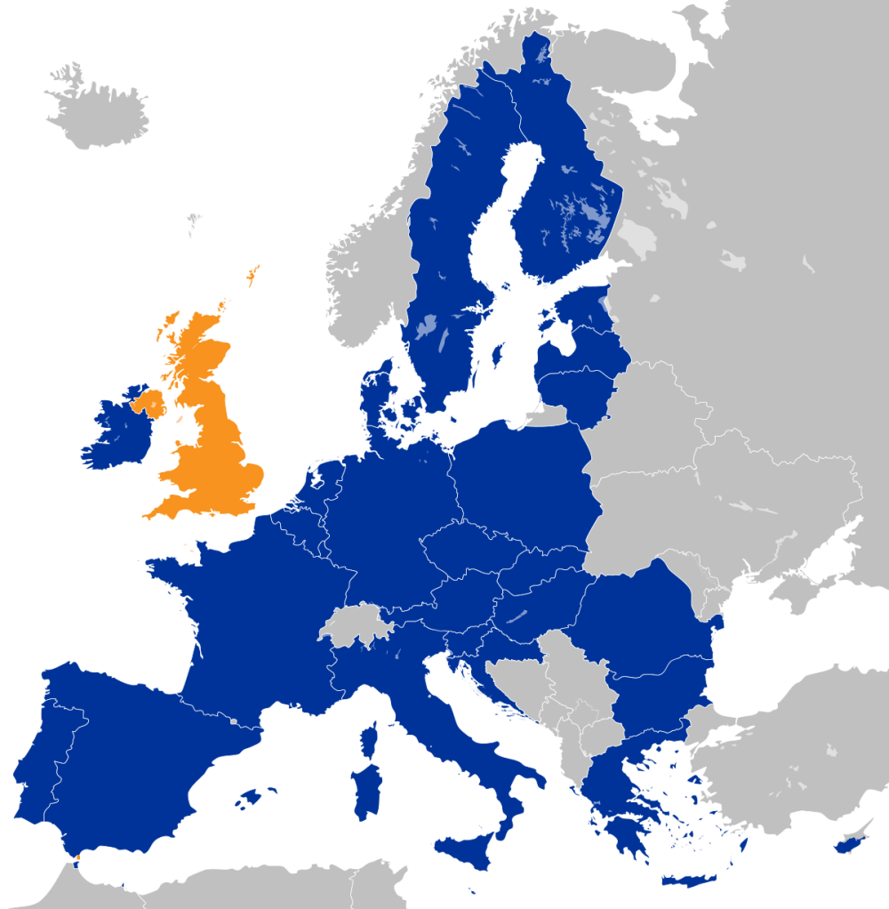 T 5ab27c4da4bd2 Uk Eu Wikipedia Image 5ab27c4da4b38 - European Single Market Map (1000x1022), Png Download