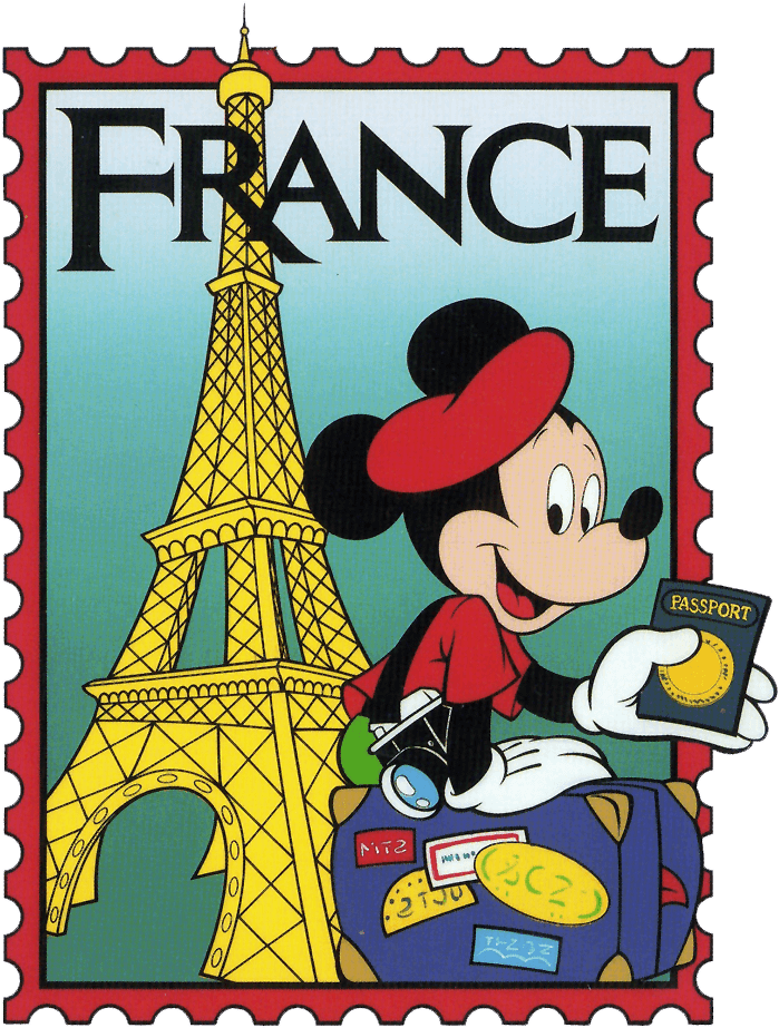 Epcot Mickey France Stamp Clip Art - Epcot France Clipart (734x940), Png Download