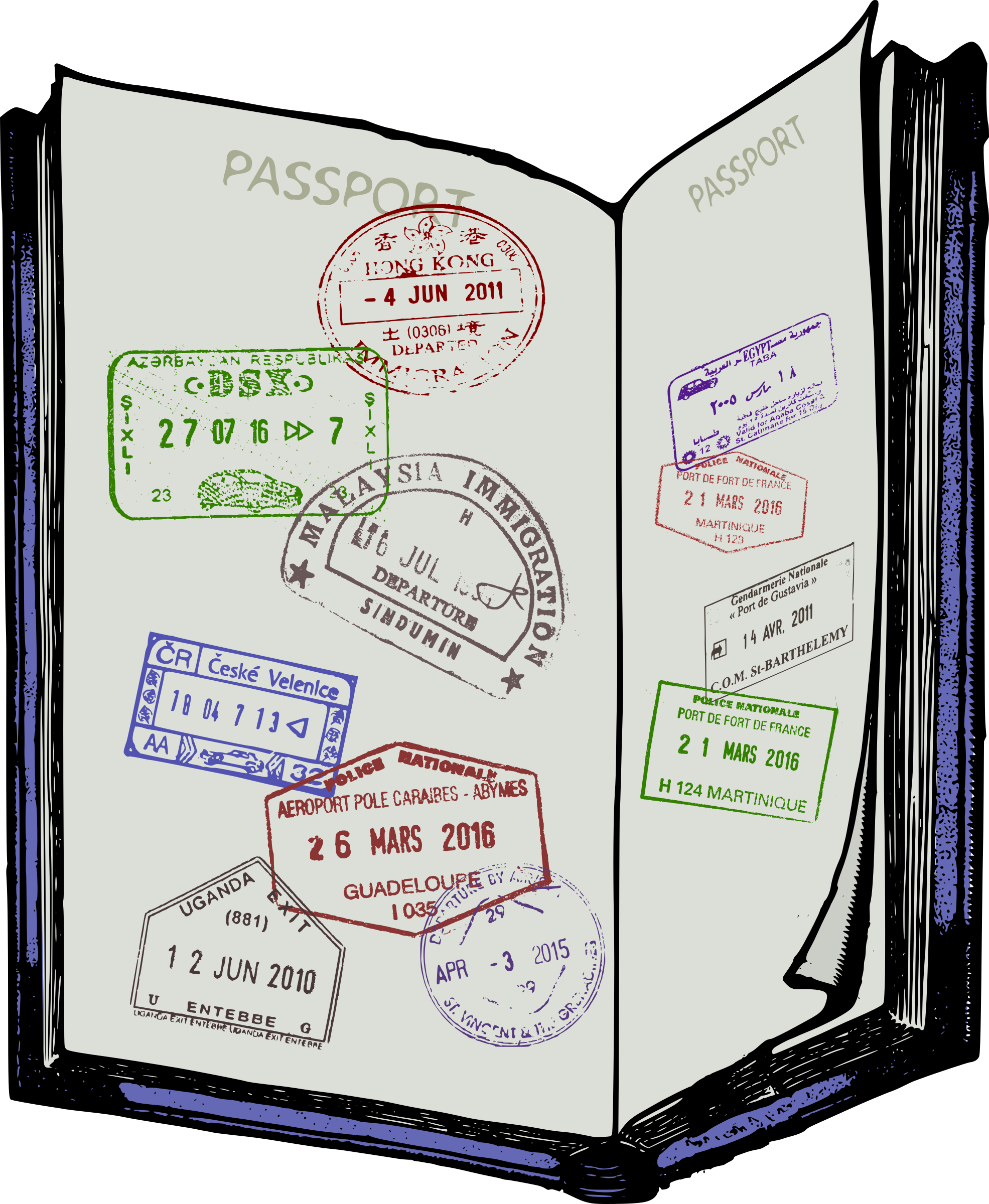 Clipart Open Passport - Passport Png Transparent Background (1971x2400), Png Download
