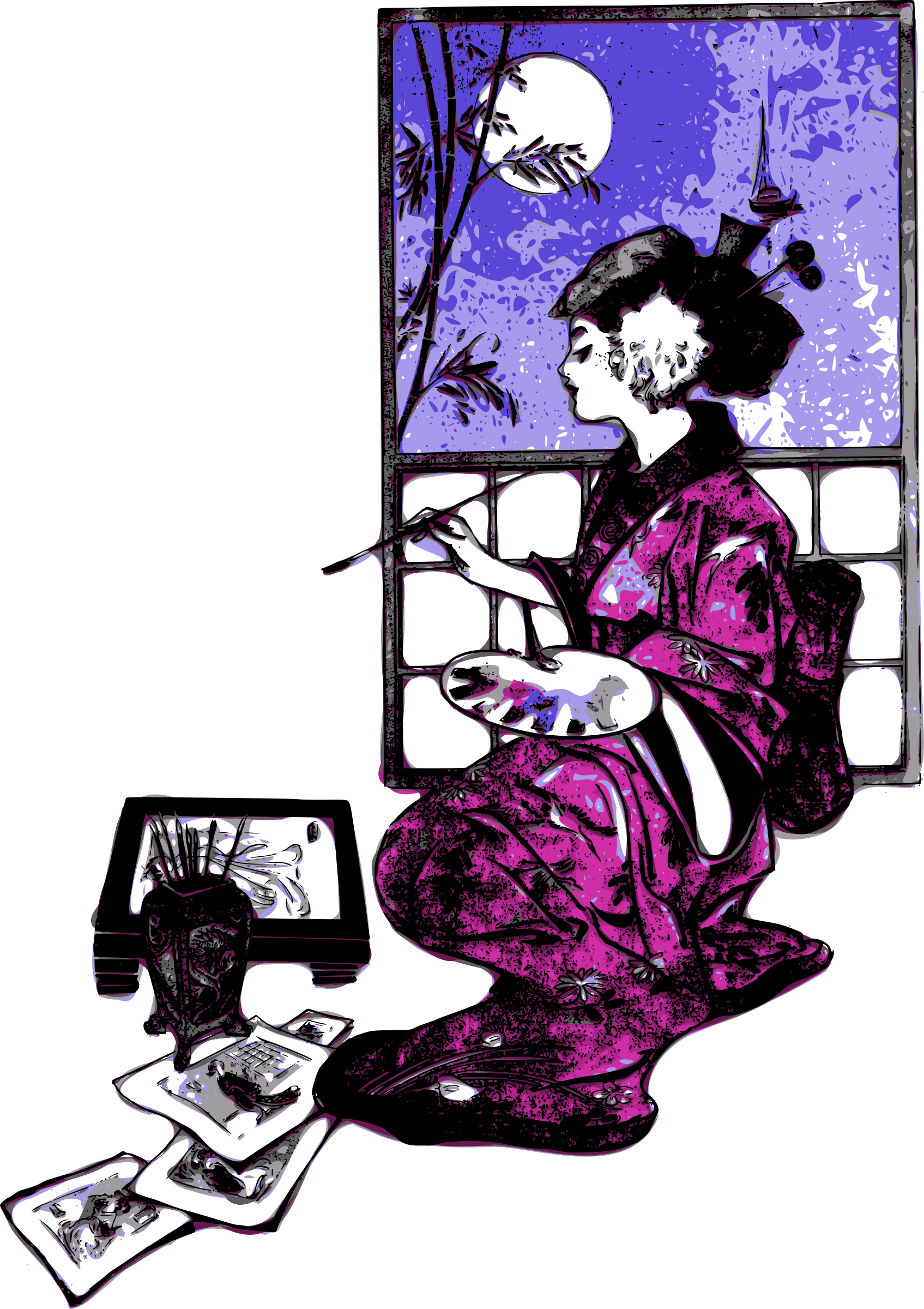 This Free Icons Png Design Of Western Geisha Artist (1695x2400), Png Download