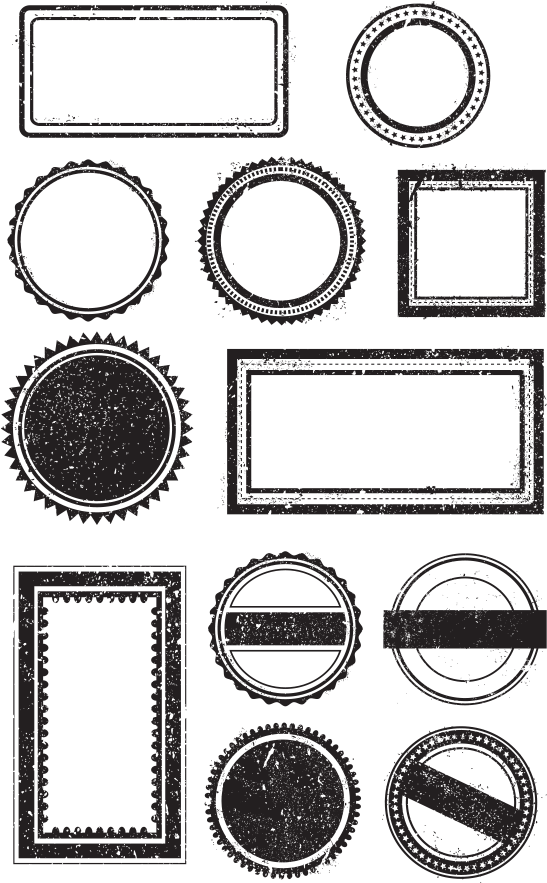 Grunge Stamp Borders Multi-pack - Free Border Stamp Vector (647x982), Png Download