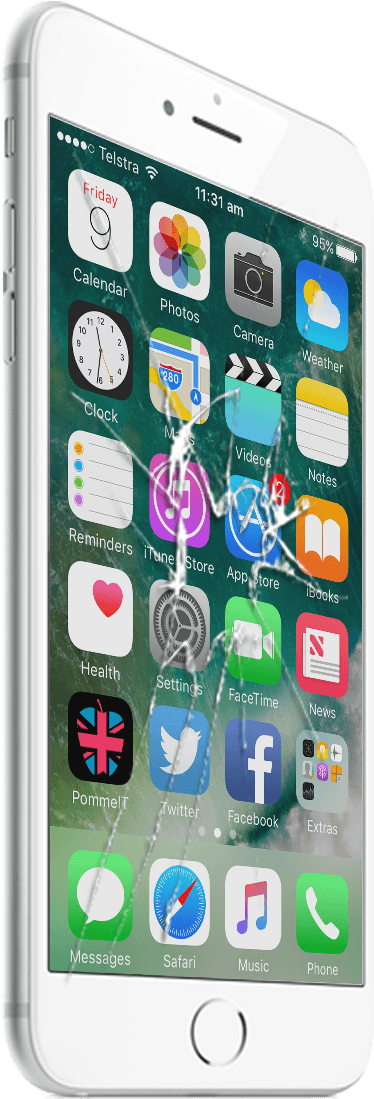 Download An Iphone 6 With Smashed Screen Apple Iphone 6 Blue Green Mpero Impact X Kickstand Png Image With No Background Pngkey Com