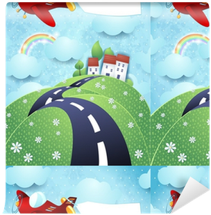 Fantasy Landscape With Airplane And Blank Banner Wallpaper - Lucky Day (400x400), Png Download