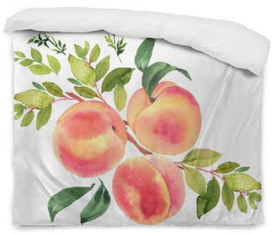 Branch With Peaches - Peach On Branch Illustration (400x400), Png Download
