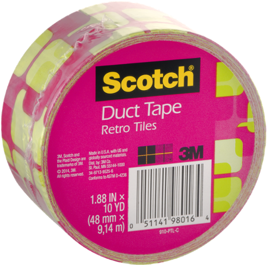 3m Scotch 1.88 In. X 10 Yds. Pink Tiles Duct Tape (600x600), Png Download