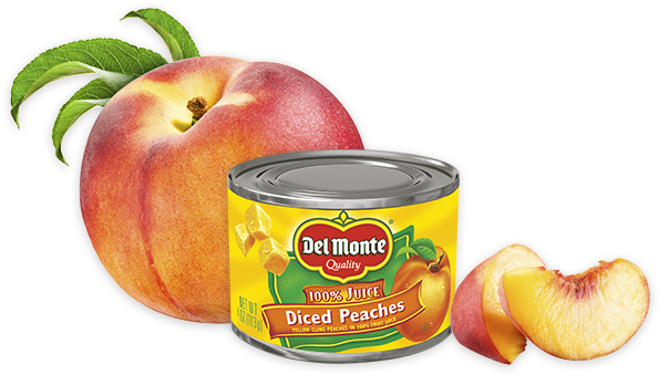 Diced Yellow Cling Peaches In 100% Juice - Del Monte Diced Yellow Cling Peaches In 100% Fruit (1050x338), Png Download