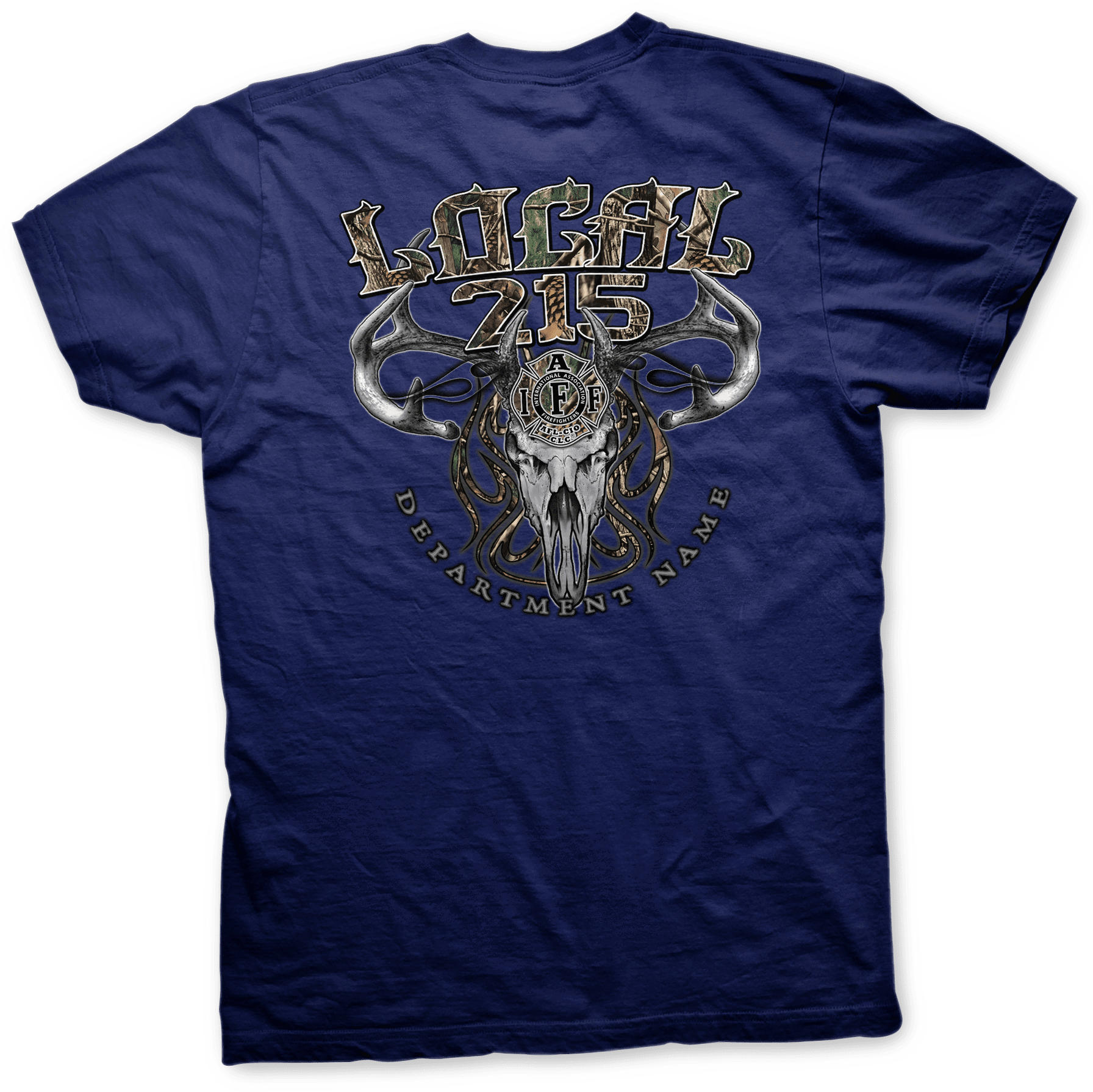 Iaff Mossy Oak & Deer Skull T-shirt - Warrior Here Am I Send Me - Medium (1800x1841), Png Download