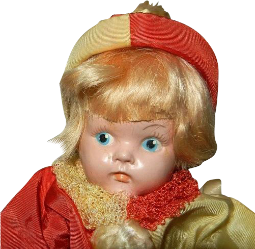 1949 Painted Eye Ginny Boy Doll In Original Clown Outfit - Blond (500x500), Png Download