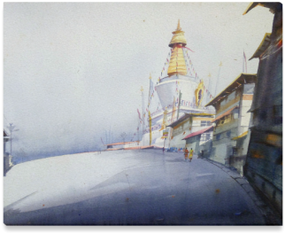 Watercolor Painting Canvas Print - Buddhism (500x500), Png Download
