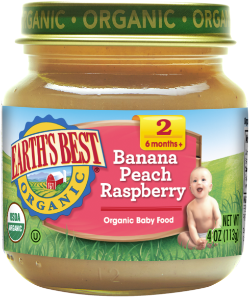 Bananas Peaches & Raspberries - Earth's Best (506x600), Png Download