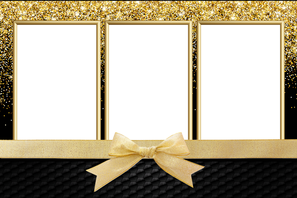 Glitter Gold Bow - Picture Frame (1024x683), Png Download