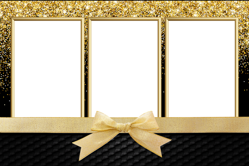Glitter Gold Bow - Picture Frame - Free Transparent PNG Download - PNGkey