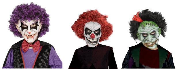 Clown Mask With Sound - Scary Clown Costumes (650x252), Png Download