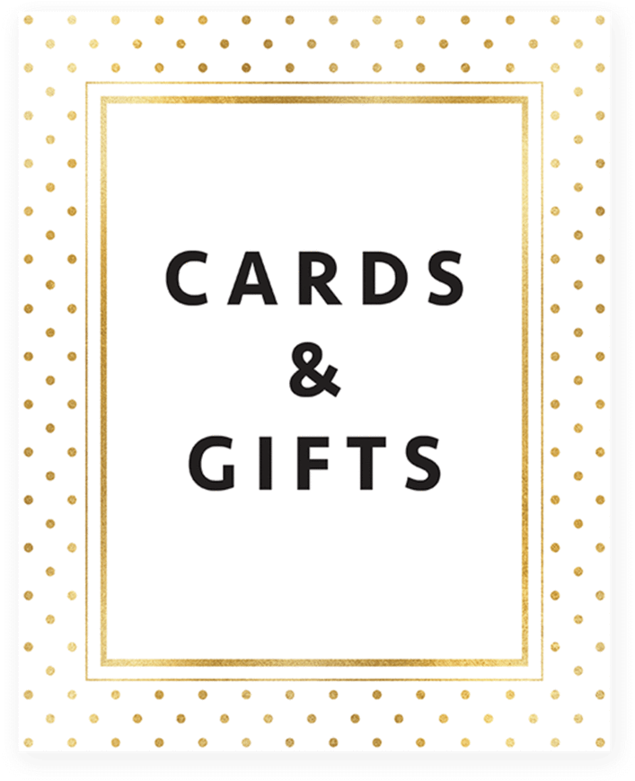 Gold Polka Dots Shower Cards And Gifts Sign Printable - Circle (819x1024), Png Download