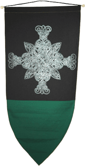 Celtic Cross Banner - Green Banner Medieval Transparent (555x555), Png Download
