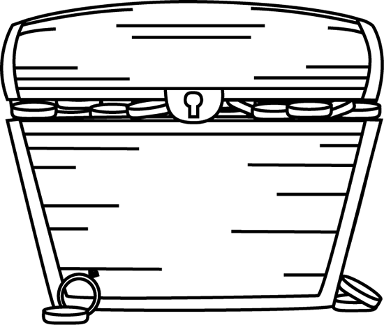 Black And White Treasure Chest Filled With Treasure - Treasure Chest Clipart Black And White (550x465), Png Download