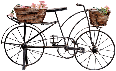 Png, Bicycle, Trim, Bicycle With Baskets - Cycle With Flowers Png (511x340), Png Download
