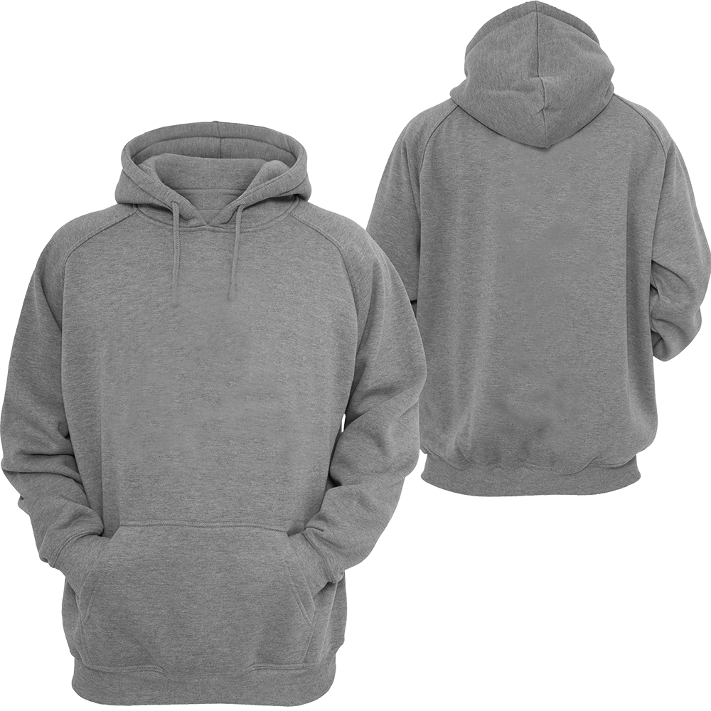 Hoodie - Grey Hoodie Front And Back (1000x1000), Png Download