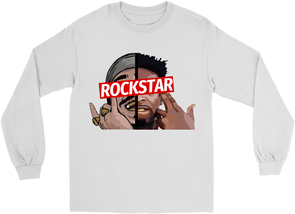 21post Post Malone 21 Savage Rockstar Rap Long - T-shirt (1024x1024), Png Download