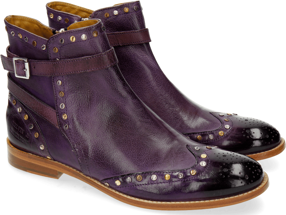 Ankle Boots Amelie 11 Milano Purple Flame Rivets - Work Boots (1024x1024), Png Download