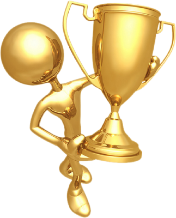 Golden Prize Cup With Gold Statue Png - Awards Without Background (600x743), Png Download