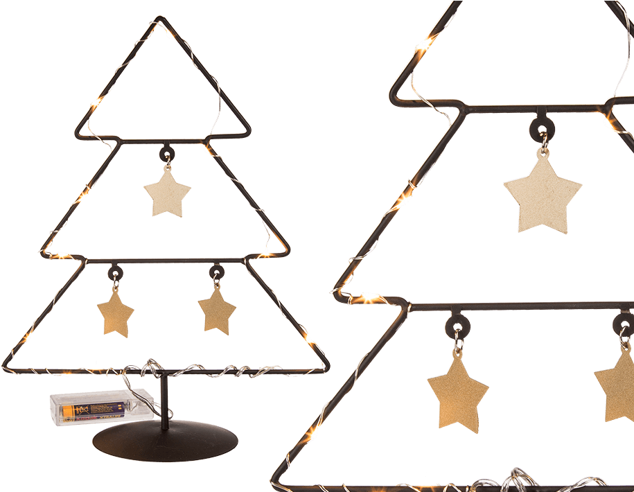 Arbol De Navidad Negro De Metal Con Estrellas Doradas - Décoration À Led Design Sapin (945x709), Png Download