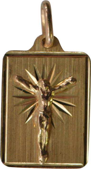 Unusual Vintage 14 Kt Yellow Gold Crucifix Jesus Cross - Locket (706x706), Png Download