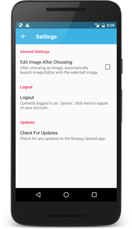 Snappy Upload - Android Settings Screen Design (461x800), Png Download