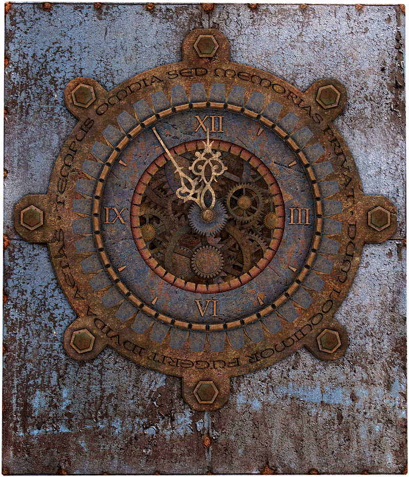 Clock Old Clock Steampunk Metal Png Image - Steampunk Wall Clock Free (1280x960), Png Download