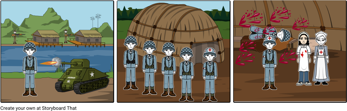 Vietnam War Storyboard - Cartoon (1164x385), Png Download