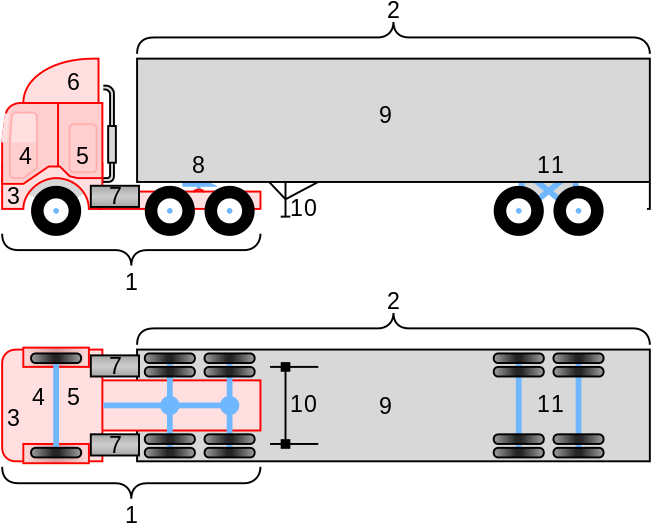 Download Coe 18wheeler Truck Diagram Semi Truck Side View PNG Image